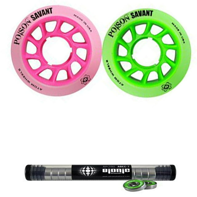 Atom Poison Roues Savantes avec Roulements Bioniques 8mm Ensemble Complet de 8 - Rose