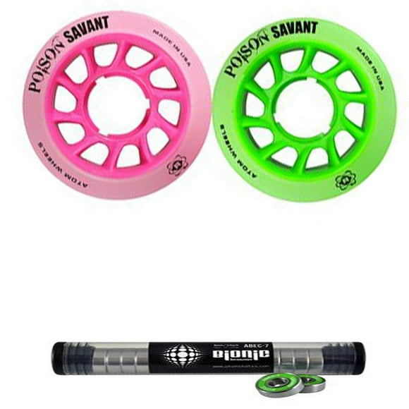 Atom Poison Savant Wheels with Bionic Bearings 8mm Full Set of 8 - Pink