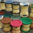 thumbnail image 2 of Natural Geo Moray Decorative Handwoven Jute Stool in Maroon (Set of 2), 2 of 5
