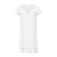 thumbnail image 3 of CHOK Robe Midi Femme Ample Coton Lin Bleu Clair Robe T-Shirt Été Décontractée Manches Courtes Robe d'Été, 3 of 5
