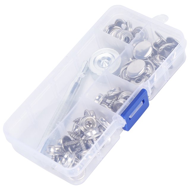 Snap Fastener, Self-Tapping 62Pcs Stainless Steel Snap Button Screw Rivet Button For Wardrobes For Tents For Suitcases