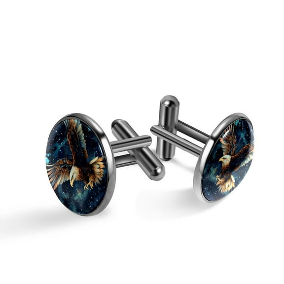 Eagle Elegant Silver Stainless Steel Cufflinks Set for Men - Suitable for Formal Attire, Made of High-Quality Stainless Steel - for Weddings and Business Meetings