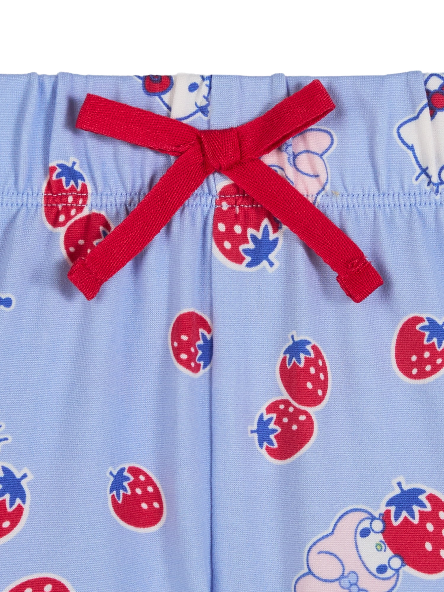 Hello Kitty x Wonder Nation Girls Short Sleeve Notch Collar Top and Short Pajama Set, 2-Piece, Sizes 4-18