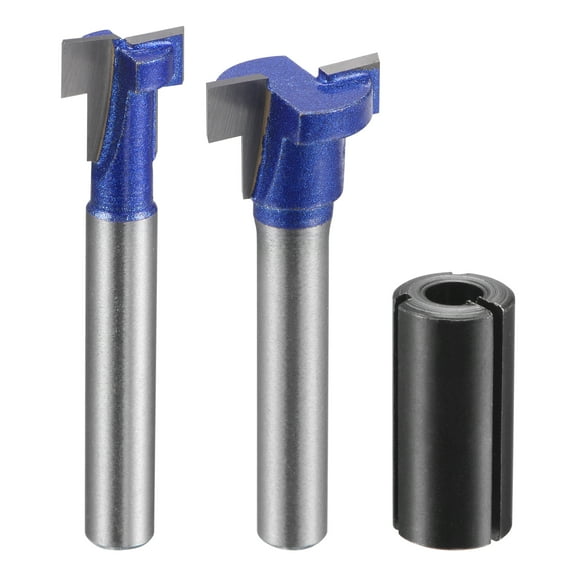 Uxcell 7/16" 5/8" Dia 6mm Shank Keyhole T-Slot Router Bit Set with 1/2" to 6mm Router Collet Adapter