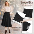 thumbnail image 3 of TEMOFON Womens Midi Skirt High Waisted A Line Skirt Button Front Long Skirt Casual Winter Skirt Fall Fashion Skirt for Women Black, 3 of 7