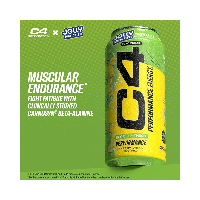 C4 Performance Energy Drink, Jolly Rancher Green Apple, 16oz