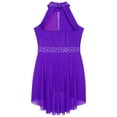 thumbnail image 5 of iixpin Kids Girls Figure Ice Skating Dress Sleeveless Ballet Dance Gymnastic Tutu Leotard Performance Competition Costume Purple 12, 5 of 6
