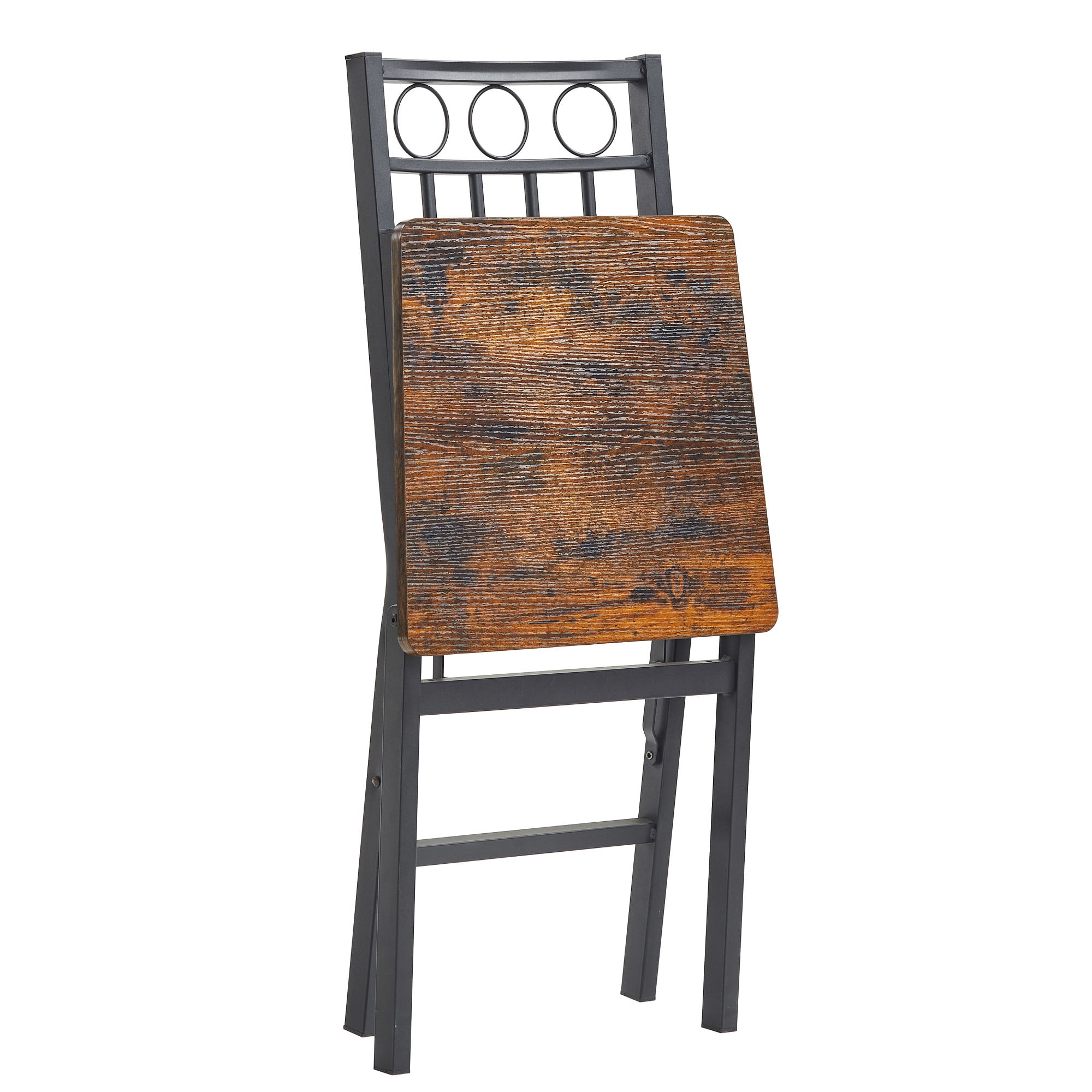 MOONMISS Folding Dining Chairs Set of 4,Wood Seat & Metal Frame, Retro Modern Style Chair for Kitchen,Living Room