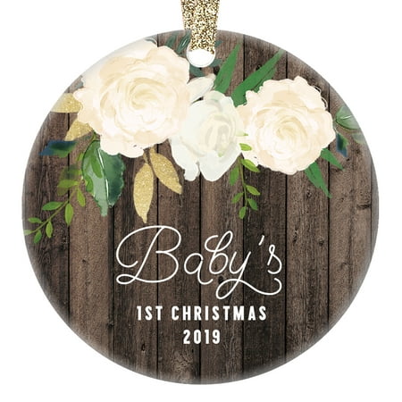 Baby Girl Ornament 2019 Baby's First Christmas Ornament Gifts for Mom & Dad Parents of Newborn 1st Xmas Rustic Idea 3