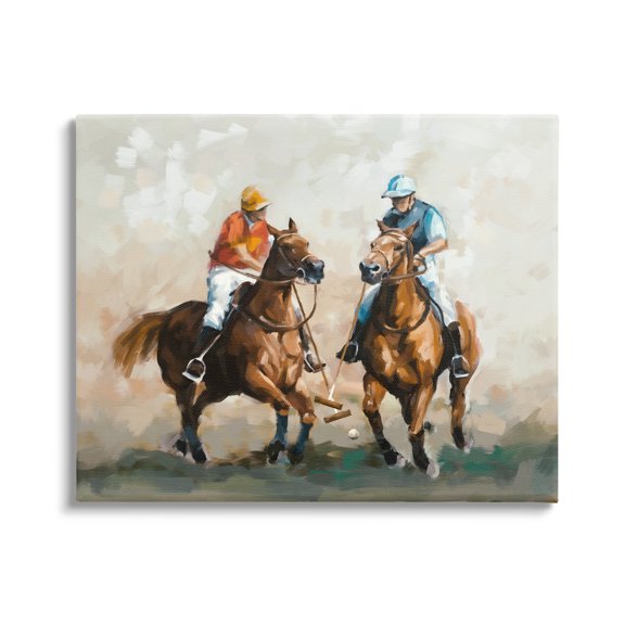 Stupell Industries Equestrian Polo Players Animals & Insects Painting Gallery Wrapped Canvas Print Wall Art, 20 x 16