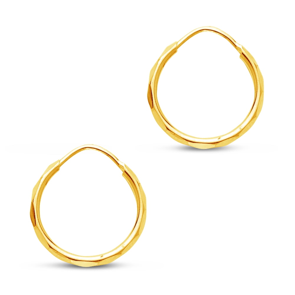 Mia Diamonds 14k White Gold 1.5mm Diamond-cut Endless Hoop Earrings