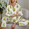 thumbnail image 6 of Pofeuu Avocado Playing Music Print Womens Pajamas Set Long Sleeve Sleepwear Button Down Nightwear Soft Pj Lounge Sets Button Down Pajamas Women-Large, 6 of 7