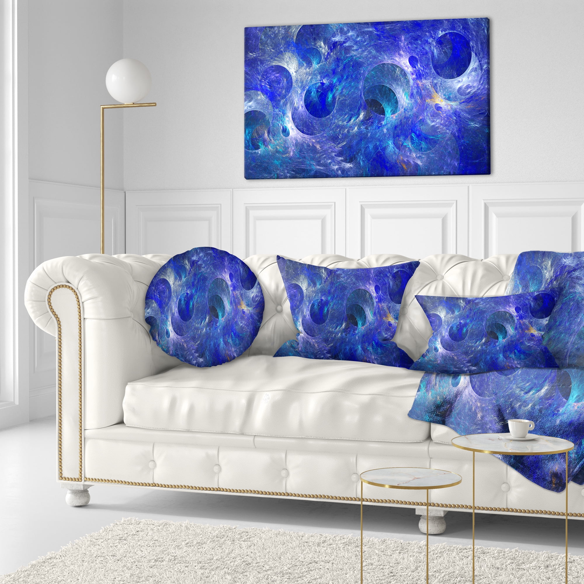 Designart Clear Blue Fractal Glass Texture - Abstract Throw Pillow - 12x20