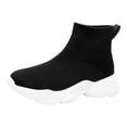 thumbnail image 5 of Kids Running Shoes Elastic Knit Boys Girls Sock Sneakers Comfy Arch Support Platform Walking Shoes Casual Slip on Tennis Shoes White 13 Little Kid, 5 of 5