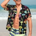 thumbnail image 4 of Uemuo Bright Mushrooms Printed Regular Fit Short Sleeve Casual Hawaiian Shirt for Men,Aloha shirt,Tropical shirt,Floral print shirt,Vacation Beach shirt-X-Large, 4 of 9