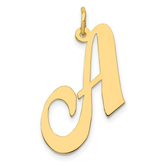 Auriga 10k Yellow Gold Large Script Letter A Initial Charm for Women (L-17.11 mm, W-23.54 mm)