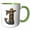 Green/White, variant on 3drose, Steampunk Image of Metal Monogram Initial J, 11oz Two-tone Yellow Mug