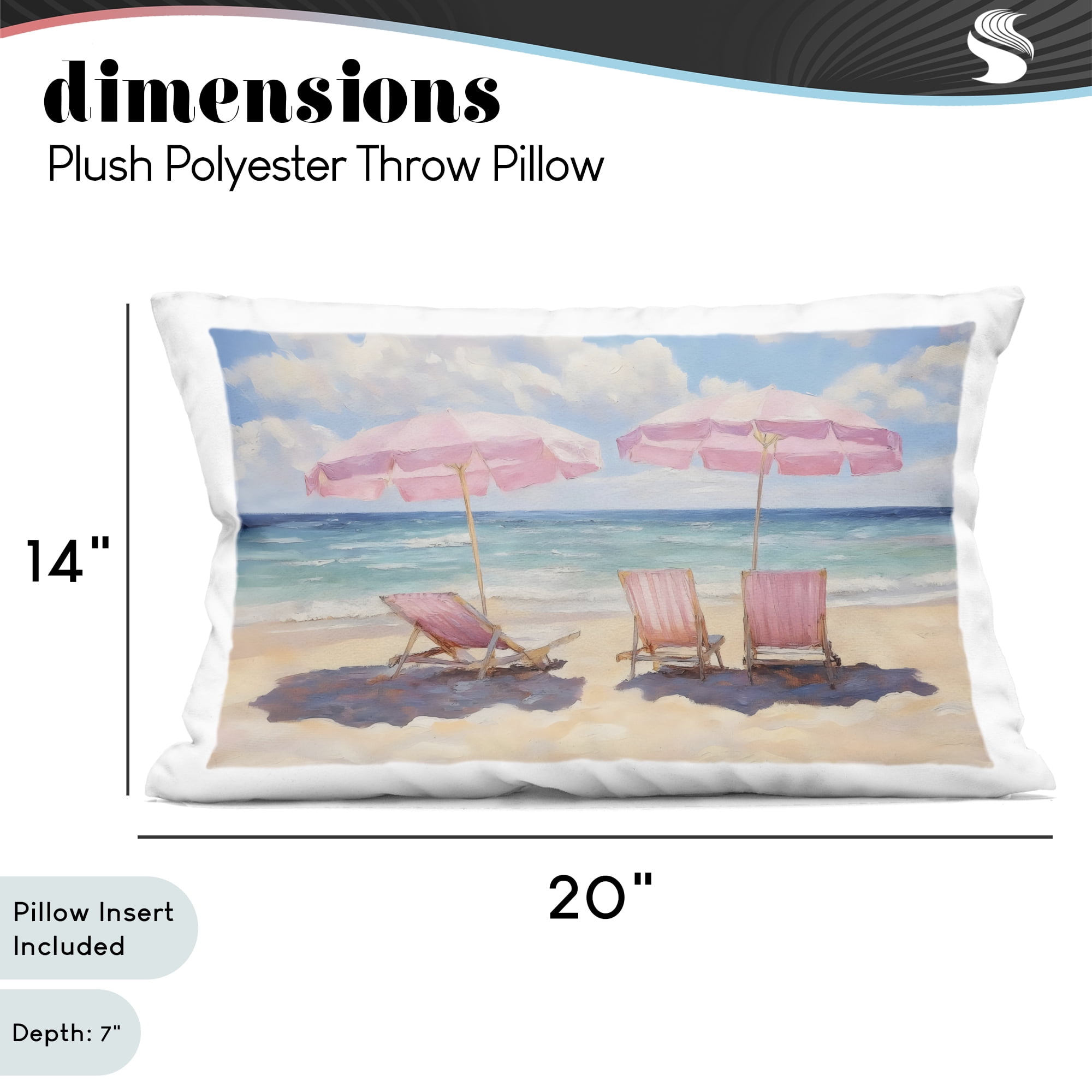 Stupell Industries Pink Summer Chairs by the Sea Decorative Printed Throw Pillow, design by LSR Design Studio, 14 x 7 x 20