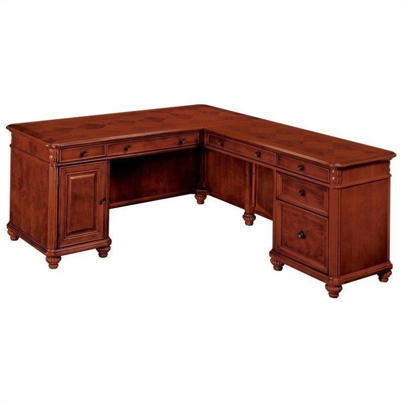Flexsteel Antigua L Shaped Computer Desk In Cherry Left L Desk