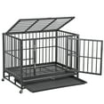 thumbnail image 4 of ZENY 38 Inch Indestructible Heavy Duty Dog Crate Escape Proof with Lockable Wheels High Anxiety Double Door Design, 4 of 10