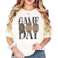 thumbnail image 5 of Game Day Football Shirt for Women Camo Leopard Graphic Tee, Ivory Shirt, L, 5 of 8