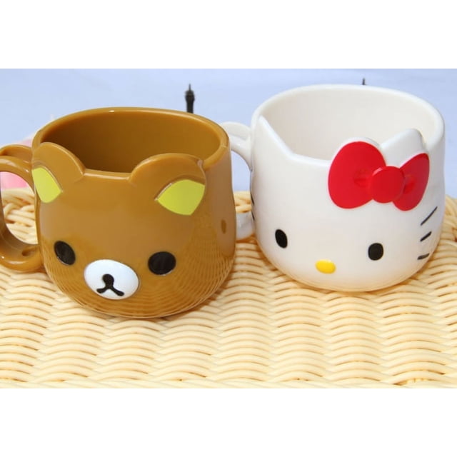 Taza de gato, nueva llegada, 240ml, taza de plástico con impresión de Hello Kitty, tazas de café con leche para niños