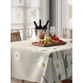 thumbnail image 6 of Spring Floral Table Cloth, White Daisy Farmhouse Linen Texture Waterproof Tablecloth for Rectangle Tables, Reusable Washable Fabric Table Cover for Restaurant Kitchen Dining Tables 60"x102", 6 of 6