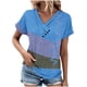 thumbnail image 2 of Fiudx Ofertas Flash Del Día Top Informal de Primavera y Verano de Manga Corta con Cuello En V para Mujer, 2 of 5