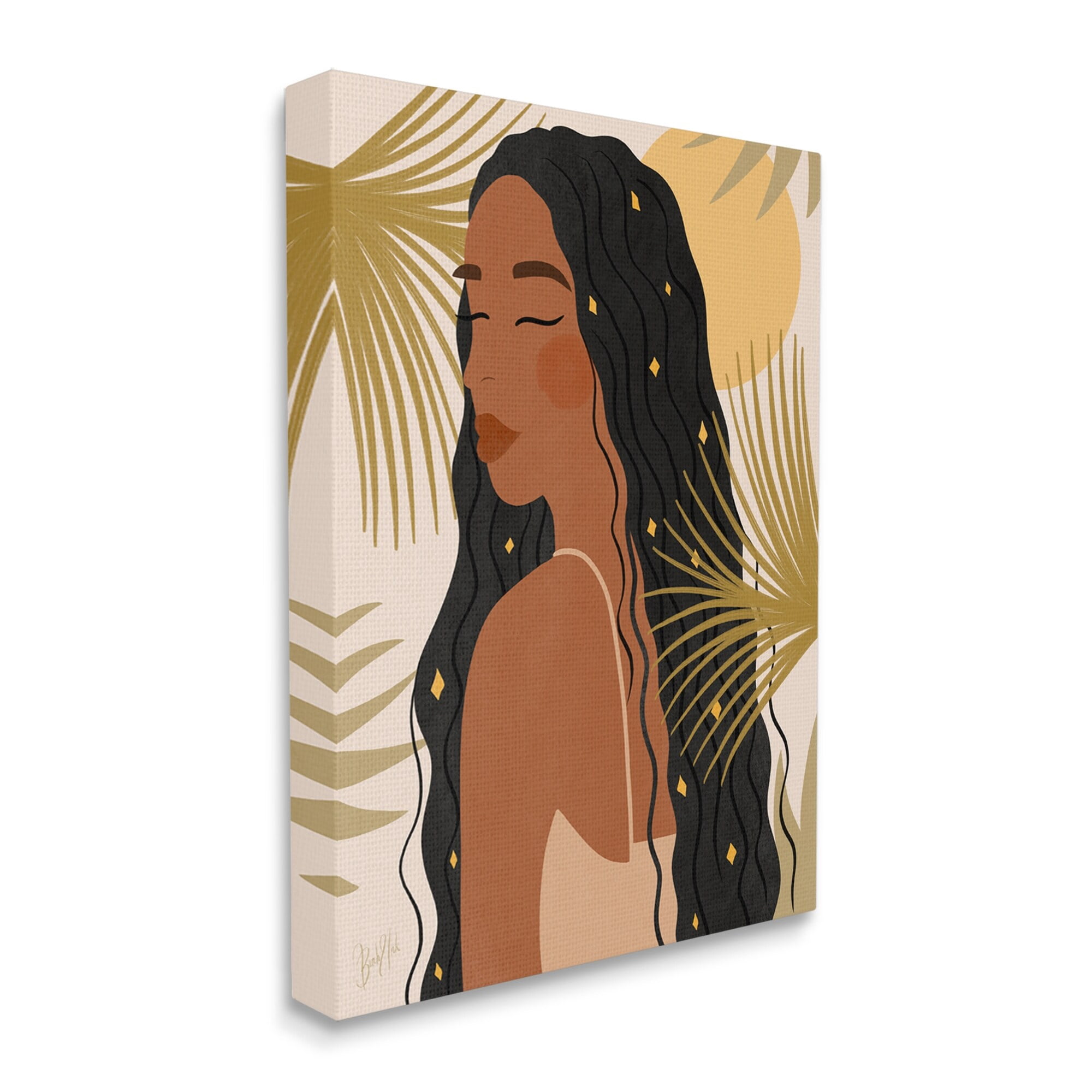 Stupell Industries Desert Plant Leaves Sunlit Starry Haired Woman Graphic Art Gallery Wrapped Canvas Print Wall Art, Design by Birch&Ink