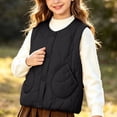 thumbnail image 5 of Besolor Girls Clothes Vests Fall Winter Casual Thermal Warm Sleeveless Button Jackets Waistcoat with Pockets(5-6 Years,Black), 5 of 6