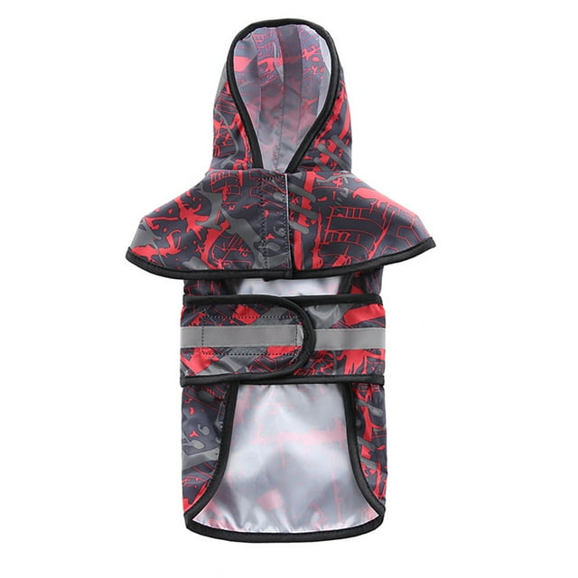 Hearth & Gear Pet Raincoat Large And Small Dogs Raincoat Reflective Stripes Cartoon Animal Color Blocking Pattern Outdoor Activities Rain Gear Life Jacket Dogs Medium Shirts for Dog Paddlers Life Vest