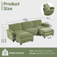 thumbnail image 5 of Ktaxon 120" W Sectional Sofa U Shaped Couch with Double Chaise Chenille Sleeper Set with 3 Oversized Seats Olive Green, 5 of 10
