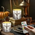 thumbnail image 3 of SEANATIVE 4 Pack Flameless LED Candles Remote Control Flickering LED Pillar Candles Battery Operated, Timer Multi-Color Options Tea Lights for Party Dinner Event Decor, Cross with Jesus Wings, 3 of 7