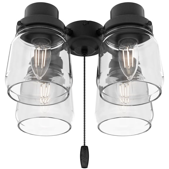 Hunter Original Series Matte Black Glass 4 Light Mason Jar Fixture