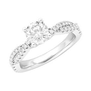 Sterling Silver Full Side Stones Twisted Vine Simulated 1.0 CT Diamond Engagement Ring Promise Bridal Ring (3.5)