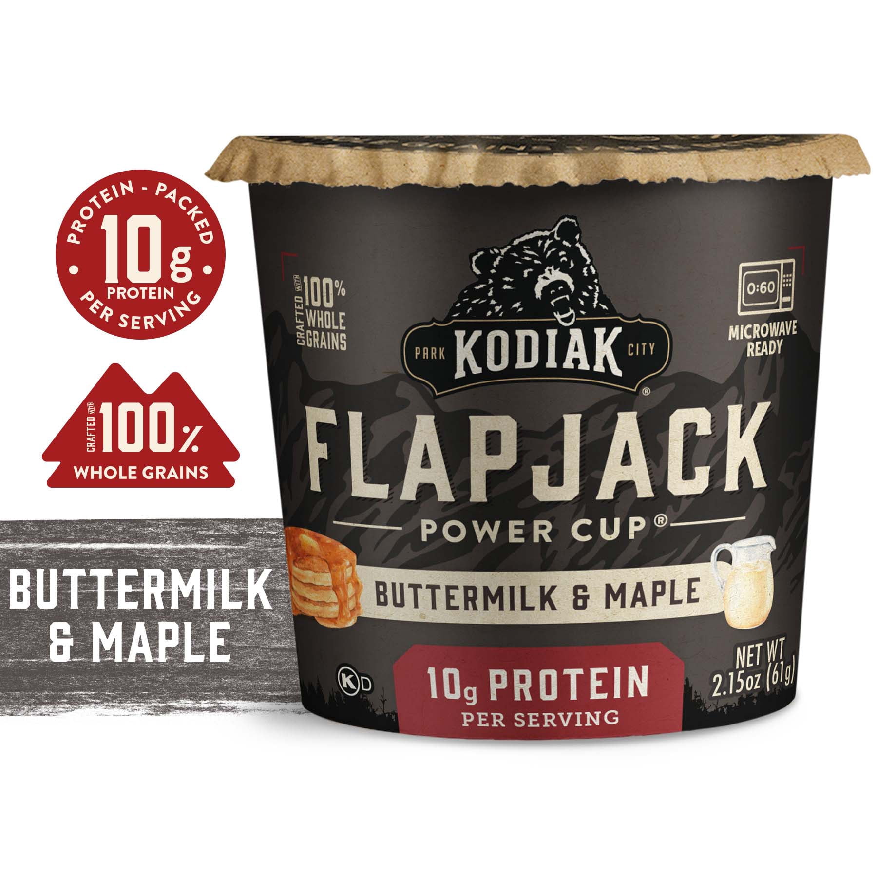 (4 pack) Kodiak Protein-Packed Buttermilk and Maple Pancake Cup, 2.15 oz