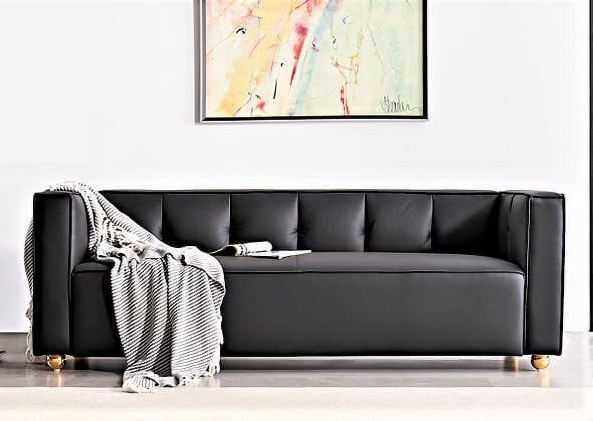 Velvet Sofa with Tufted Low Back Design, Elegant 3 Seater Couch