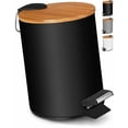thumbnail image 1 of Modern Bamboo Trash Can, Soft-Close Foot Pedal Bin for Your Decorative Needs, 1 of 5