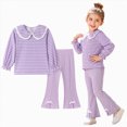 thumbnail image 2 of ZIXKCGDSE Baby Girl Clothes Ruffle Long Sleeve Shirt and Flare Pants Fall Outfits Going Out Size 3-4 Years, 2 of 5