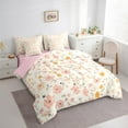 thumbnail image 2 of Manfei Retro Rustic Flower 7-Piece Twin Bedding Sets,Country Floral Bedding Comforter Set,Beige Pink Orange Sheet Sets For Girls Kids,Microfiber Bedroom Decor Reversible, 2 of 7
