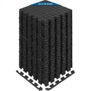 Yes4All 36 pcs Interlocking Exercise Foam Mats, Cover 36 sqft, 3/8 inch Thick, Black Color