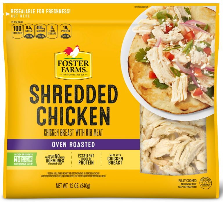 Foster Farms Fully Cooked Oven Roasted Shredded Chicken Breast Strips, 12 oz