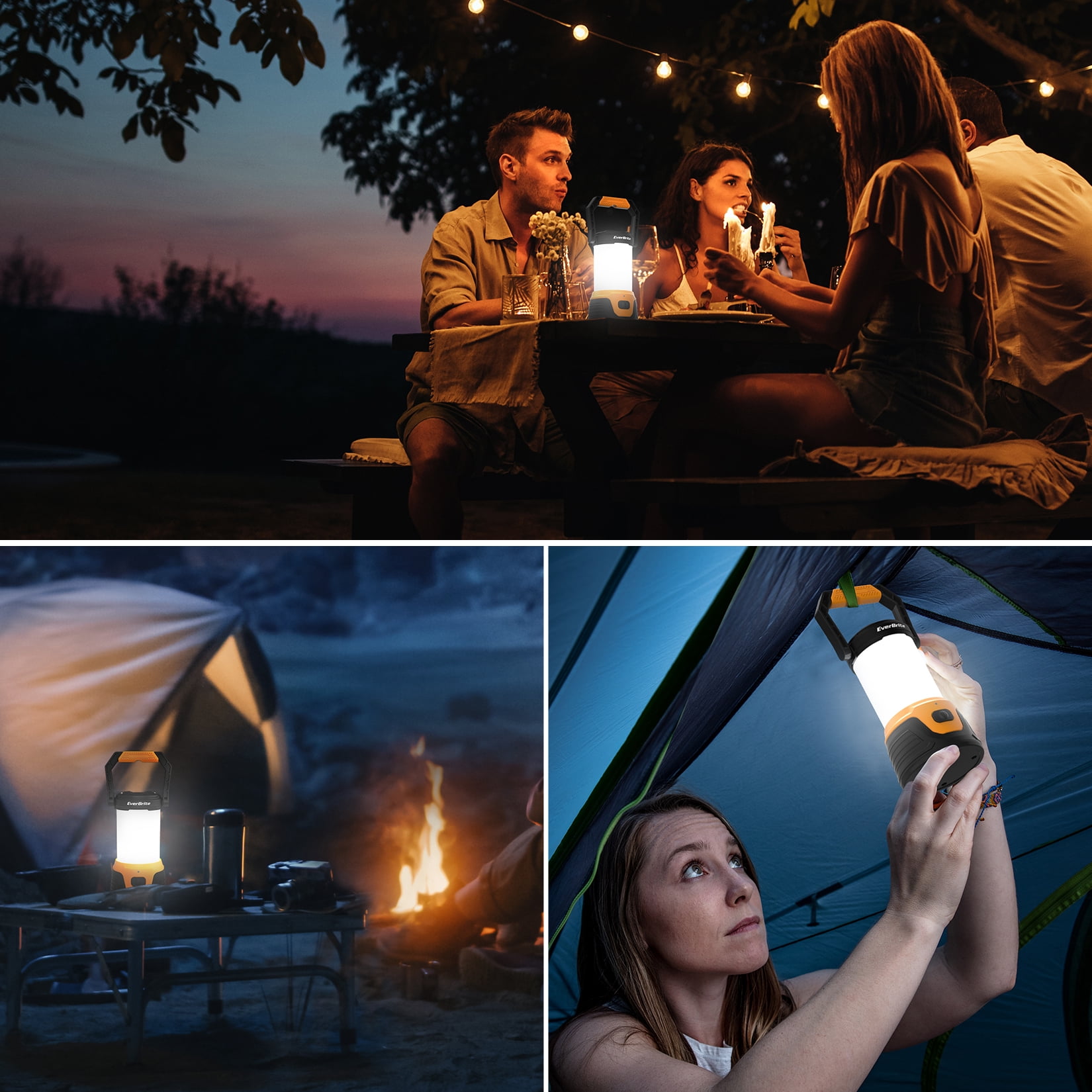 EverBrite Rechargeable LED Camping Lantern with Power Bank Function, 1000 Lumens Camping Lights, 5 Lighting Modes, Ideal for Power Outages, Emergencies, Hurricane, Home and More