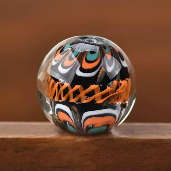 U8MO 1PCS Round 20mm Big Handmade Flower Pattern Lampwork Glass Loose Beads-8#