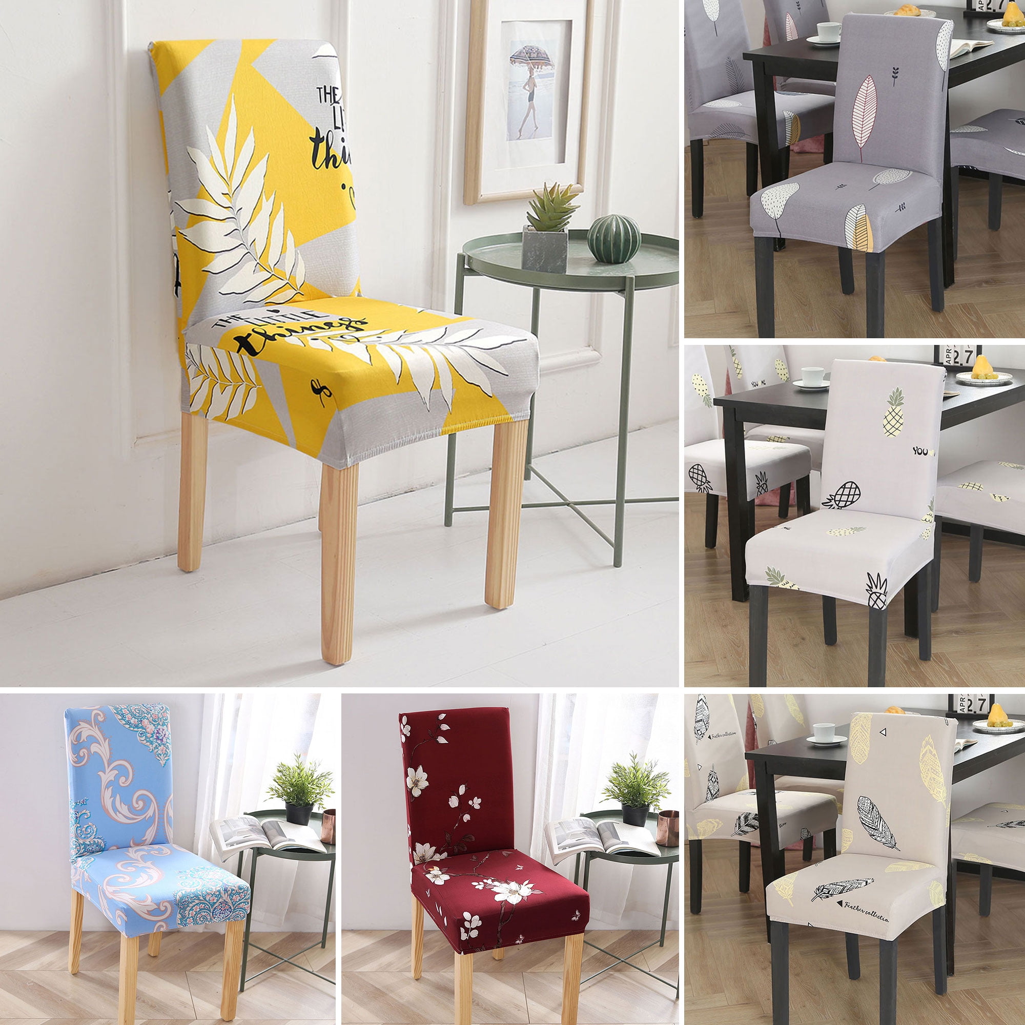 4x Kitchen Dining Room Chair Seat Cover Elastic Tall Stool Slipcover Replacement 