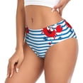 thumbnail image 2 of Disketp Culottes Rouges Drôles Crabe sur Rayures Bleues pour Femmes, sous-Vêtements en Coton Confortables, Culotte Flex Fit-3TG, 2 of 6