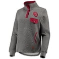 thumbnail image 2 of Women's Pressbox Heathered Gray/Crimson Oklahoma Sooners Magnum Quilted Quarter-Snap Pullover Jacket, 2 of 4