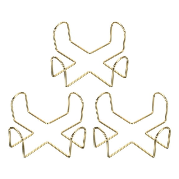 Uxcell 3Pcs Vintage Coaster Holder Gold Metal Coaster Holders for 4.3 Inch Round and Square Coasters, Hold 4 Coasters.