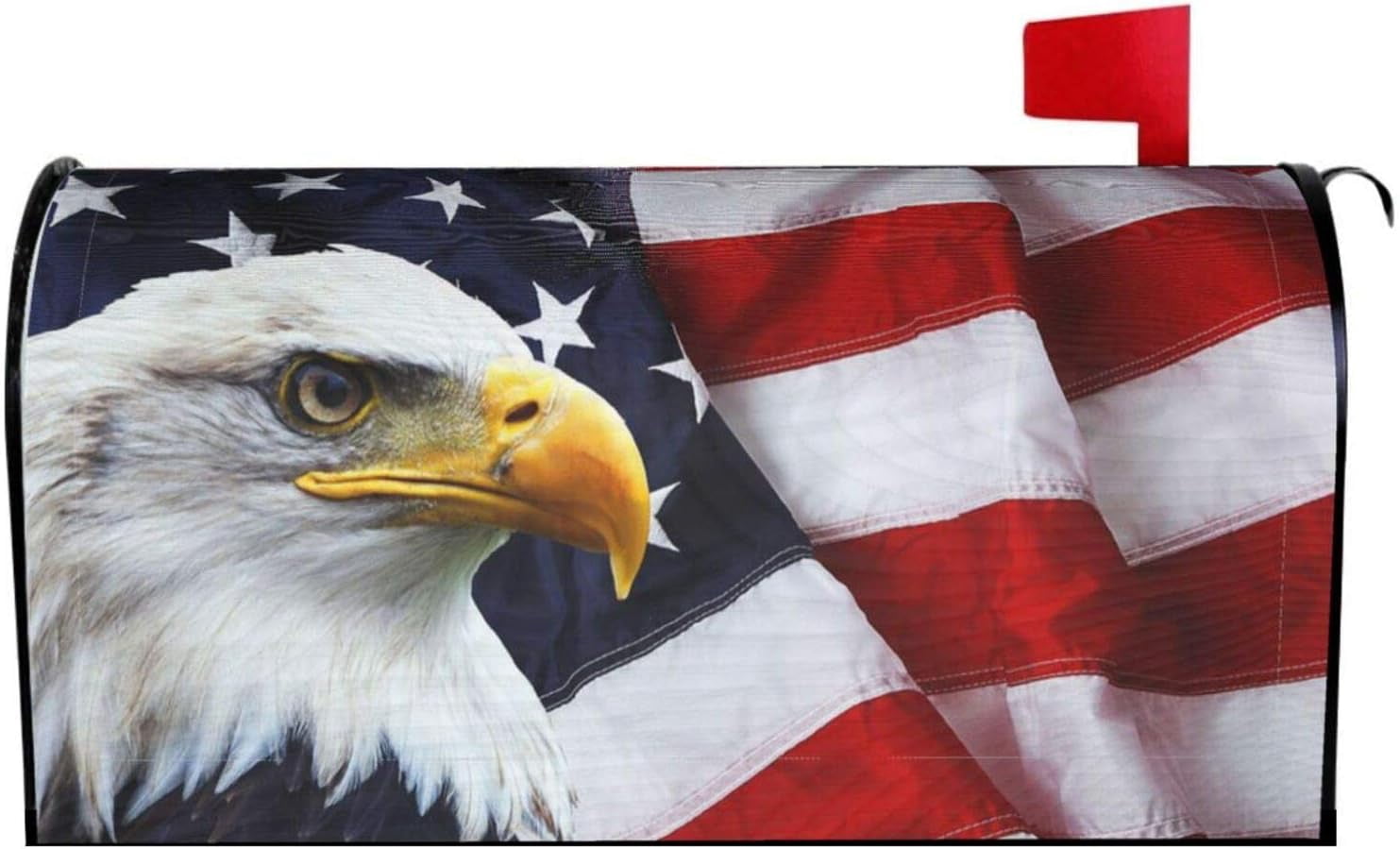 American Flag Welcome Magnetic Mailbox Cover, Mailbox Wrap Decorative for Garden Yard Home 25.5x21 in