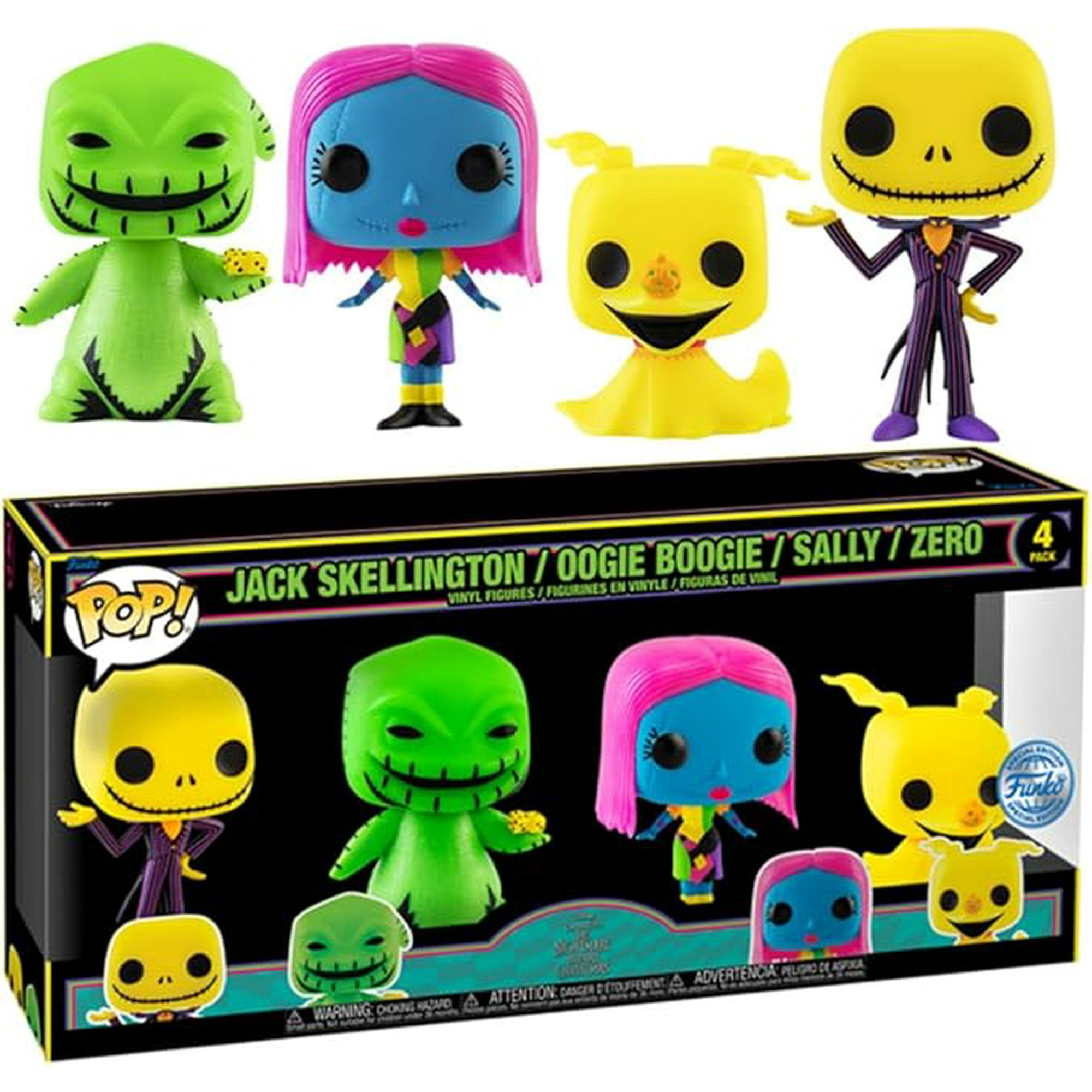 Funko Pop! Disney: The Nightmare Before Christmas Black Light- 4PK